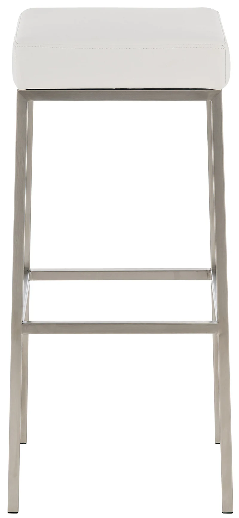 Tabouret de bar design moderne assise confortable en synthétique blanc pieds acier inoxydable brossé 10_0000018