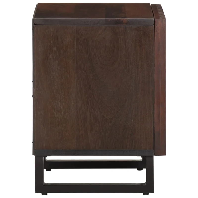 Lot de 2 tables de chevet avec compartiment avec porte 40 x 34 x 46 cm bois de manguier marron et acier DEC034794