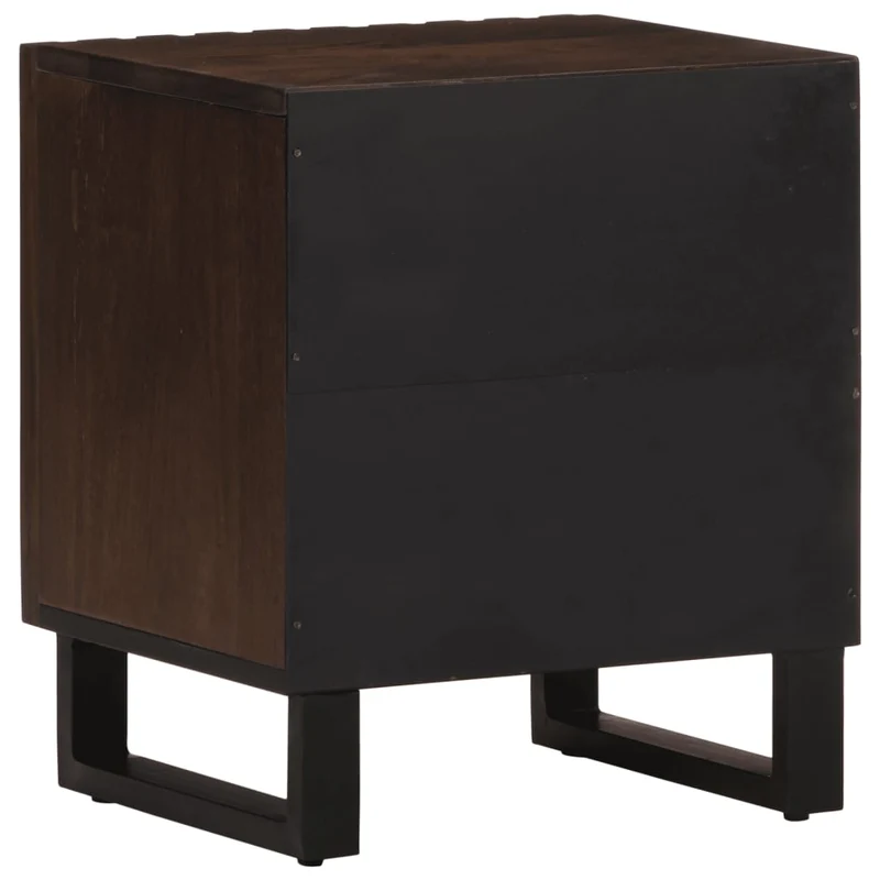 Lot de 2 tables de chevet avec compartiment avec porte 40 x 34 x 46 cm bois de manguier marron et acier DEC034794