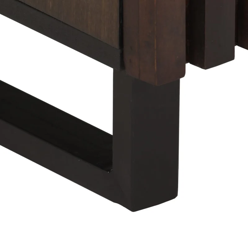 Lot de 2 tables de chevet avec compartiment avec porte 40 x 34 x 46 cm bois de manguier marron et acier DEC034794