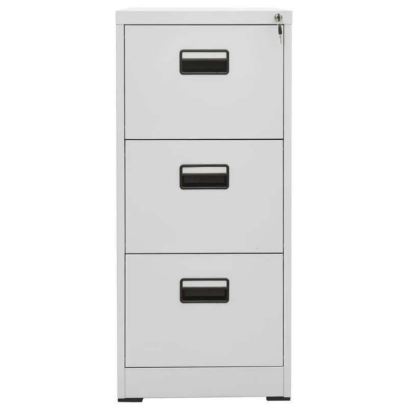 Caissons à tiroirs meuble de bureau 3 tiroirs 46 x 62 x 102,5 cm acier gris clair DEC024535