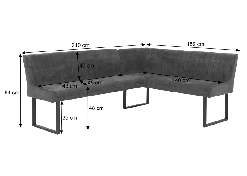 Banquette d’angle banquette de salle à manger jusqu’à 5 personnes assise rembourrée tissu chenille marron clair et fer 04_0009178