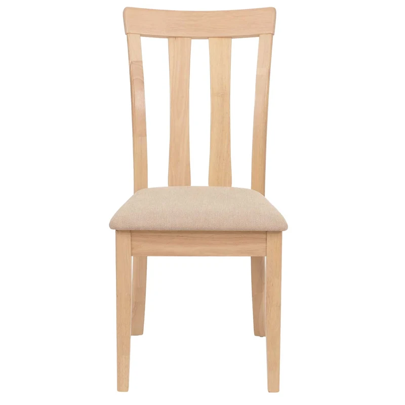 Lot de 6 chaises de salle à manger dossier haut assise rembourrée et protections de sol tissu beige et bois massif 04_0009066