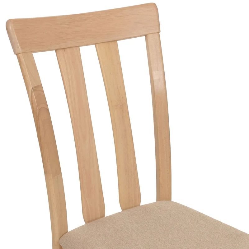 Lot de 6 chaises de salle à manger dossier haut assise rembourrée et protections de sol tissu beige et bois massif 04_0009066