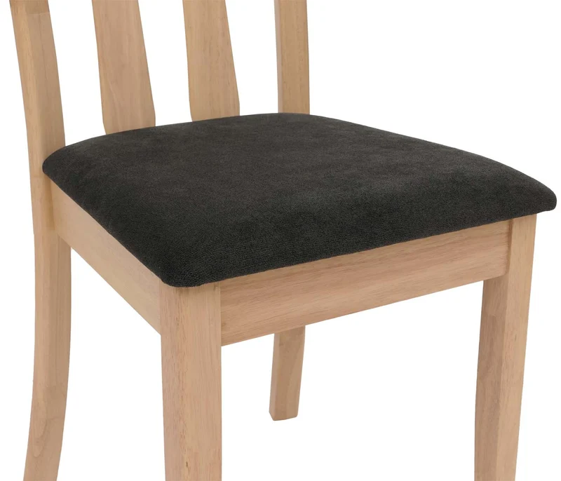 Lot de 6 chaises de salle à manger dossier haut assise rembourrée et protections de sol tissu noir et bois massif 04_0009068