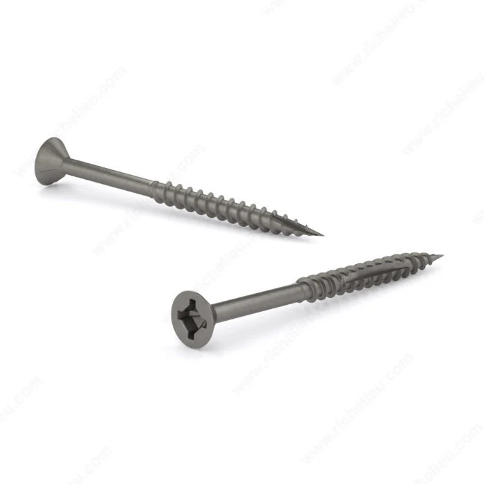 Vis à bois, tête plate autofraiseuse, embout quadrex, gros filet, pointe de coupe double