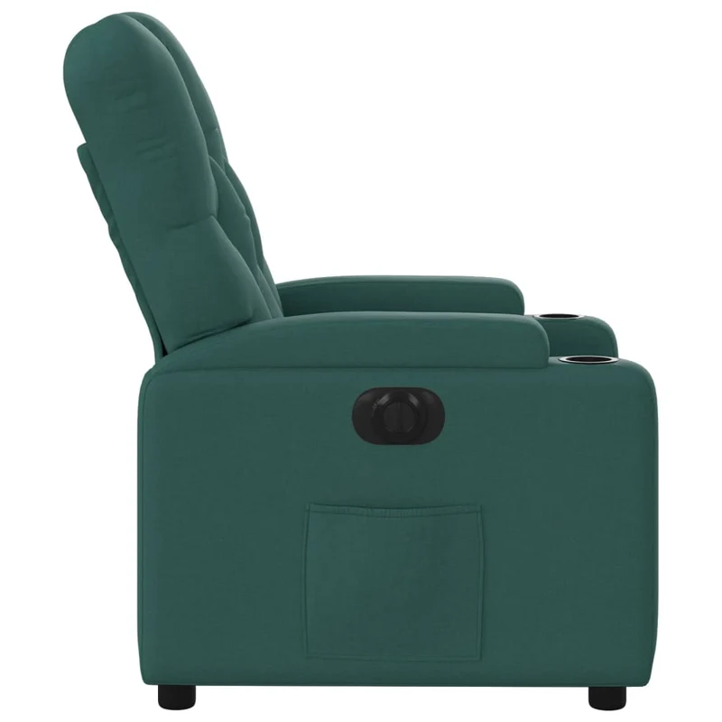 Fauteuil relax TV fonction d'inclinaison électrique très confortable en tissu vert foncé DEC028594
