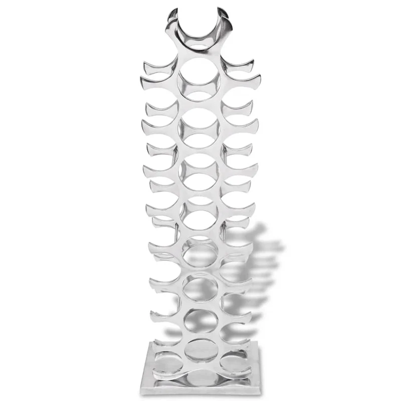 Casier range bouteilles étagère de rangement vin aluminium argenté 27 bouteilles DEC024274
