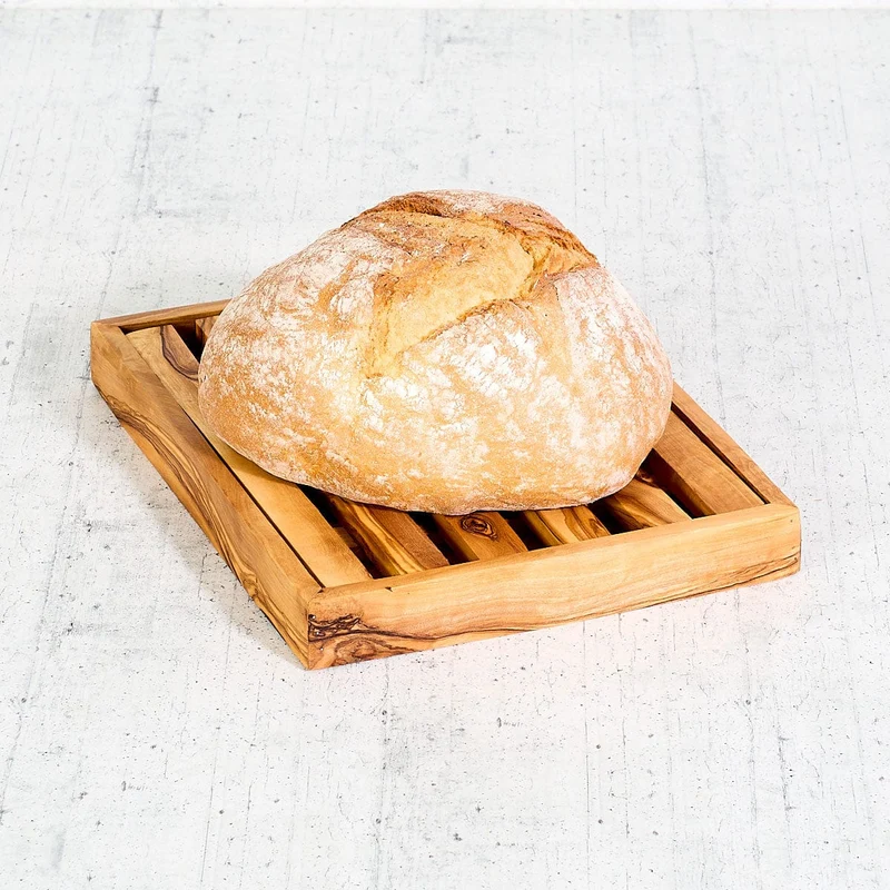 Olive Wood Bread Cutting Board with Crumb Tray – Handmade in Italy
