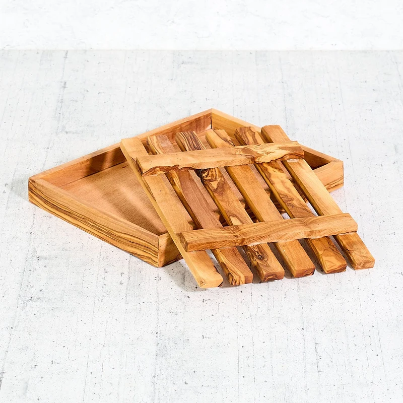 Olive Wood Bread Cutting Board with Crumb Tray – Handmade in Italy