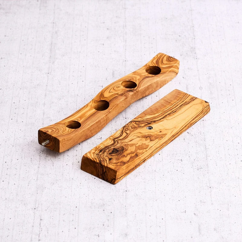 Olive Wood Wine Rack “Cantinola” – Handmade in Italy | Holds 4 Bottles
