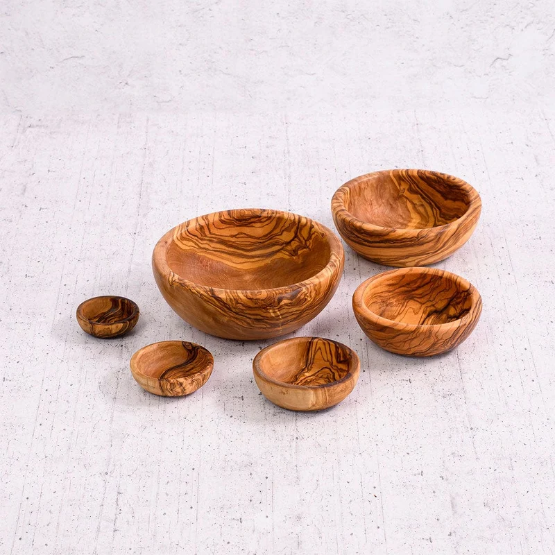 Olive Wood Mini Bowls Set – Sauce & Appetizer Serving Set