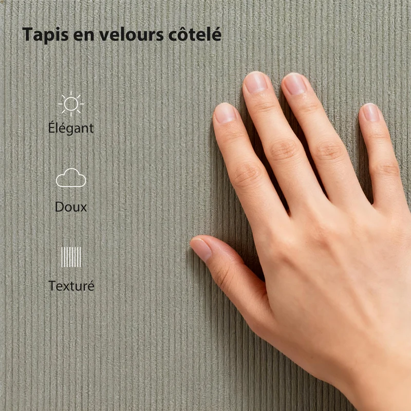 Cadre de lit double rembourré velours côtelé 160 x 200 x 31 cm sommier à lattes silencieux moderne en polyester gris 21_0003769