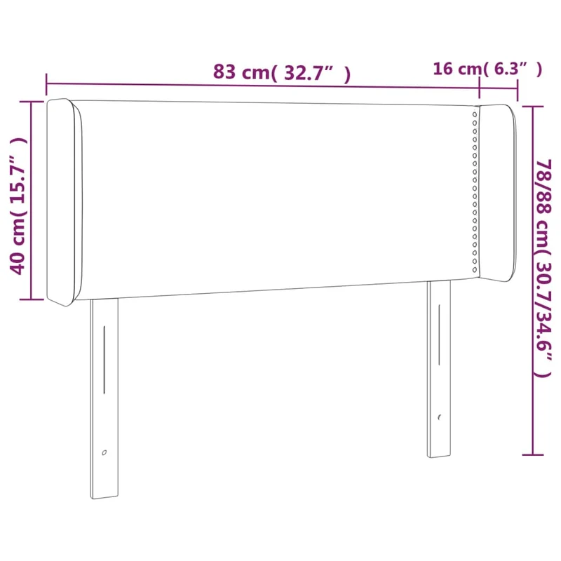 Tête de lit accessoire couchage chambre à coucher meuble à LED 83 x 16 x 78/88 cm tissu gris foncé TDL0201015