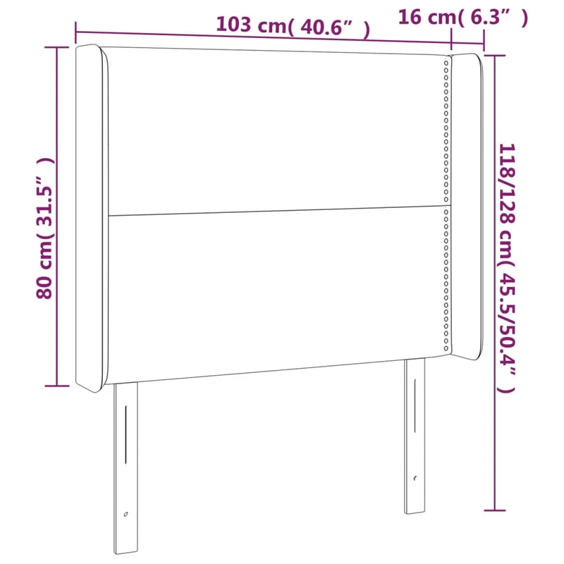 Tête de lit accessoire couchage chambre à coucher meuble à LED 103 x 16 x 118/128 cm tissu gris clair TDL0201435
