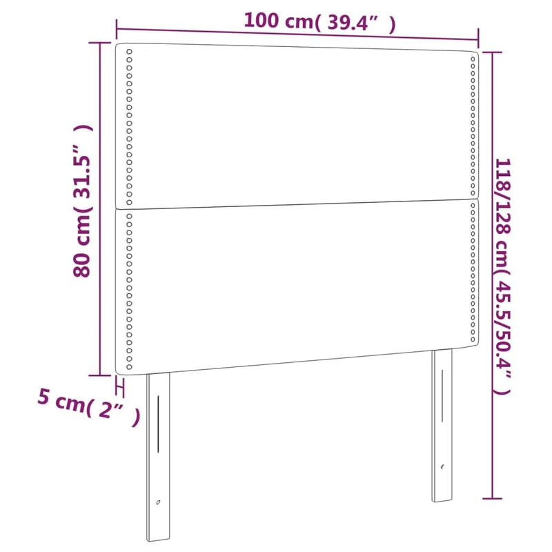 Tête de lit accessoire couchage chambre à coucher meuble à LED 100 x 5 x 118/128 cm tissu gris foncé TDL0201209