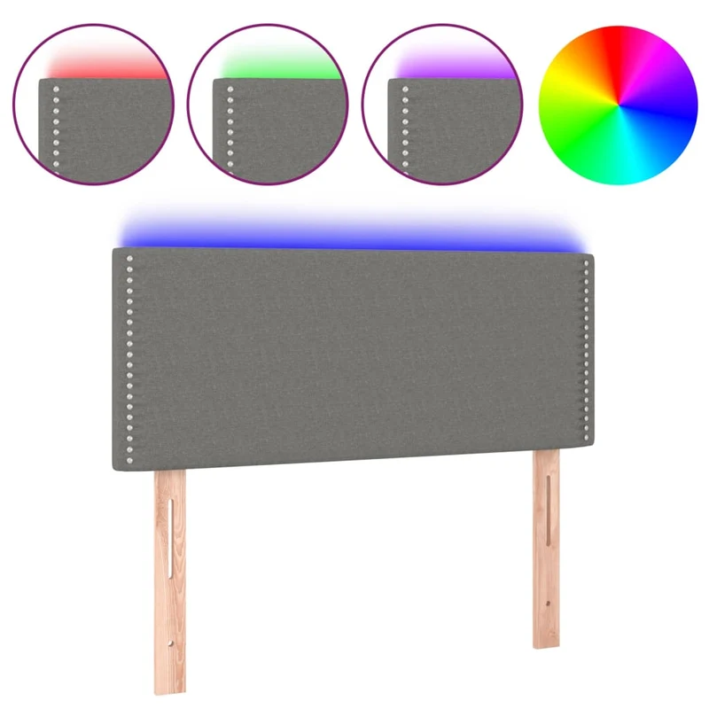 Tête de lit accessoire couchage chambre à coucher meuble à LED 100 x 5 x 78/88 cm tissu gris foncé TDL0201200