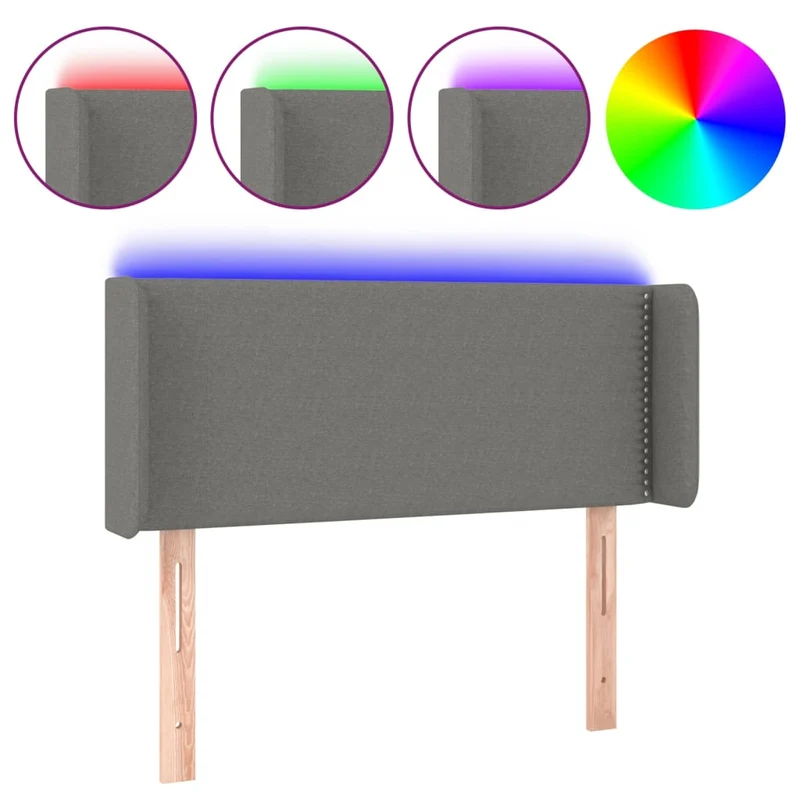 Tête de lit accessoire couchage chambre à coucher meuble à LED 93 x 16 x 78/88 cm tissu gris foncé TDL0200980