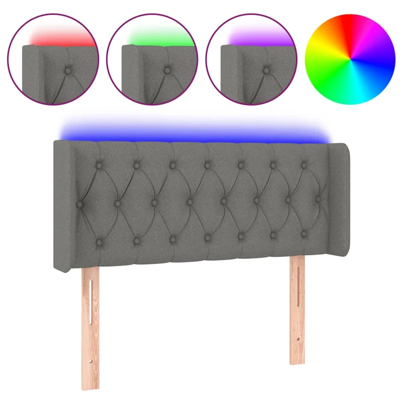 Tête de lit accessoire couchage chambre à coucher meuble à LED 93 x 16 x 78/88 cm tissu gris foncé TDL0200977