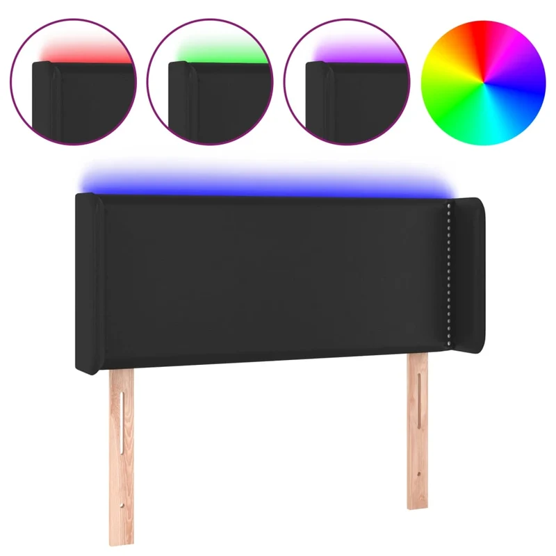 Tête de lit accessoire couchage chambre à coucher meuble à LED 93 x 16 x 78/88 cm synthétique noir TDL0200518