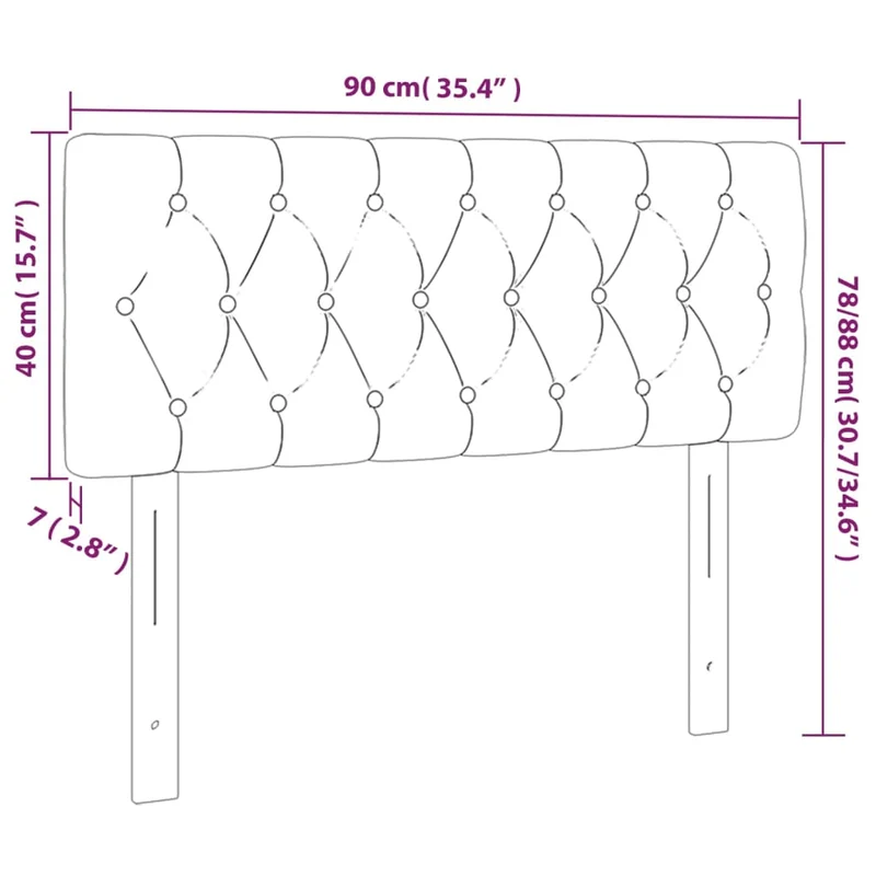 Tête de lit accessoire couchage chambre à coucher meuble à LED 90 x 7 x 78/88 cm tissu gris foncé TDL0200989
