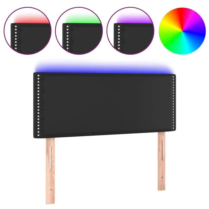 Tête de lit accessoire couchage chambre à coucher meuble à LED 100 x 5 x 78/88 cm synthétique noir TDL0200759