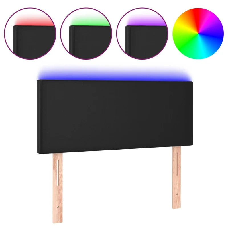 Tête de lit accessoire couchage chambre à coucher meuble à LED 90 x 5 x 78/88 cm synthétique noir TDL0200539