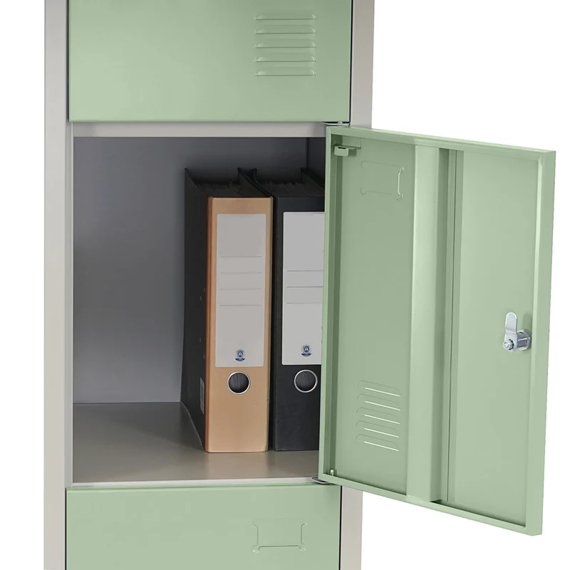 Caisson à tiroirs casier rangement bureau quatre portes verrouillables 180x38x45cm en métal vert 04_0001649