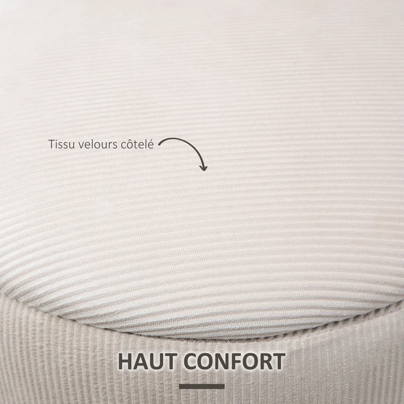 Lot de 2 poufs coffre emboîtables 40 x 40 x 41 cm et 30 x 30 x 32 cm gain de place pratique moderne en polyester crème 21_0002878