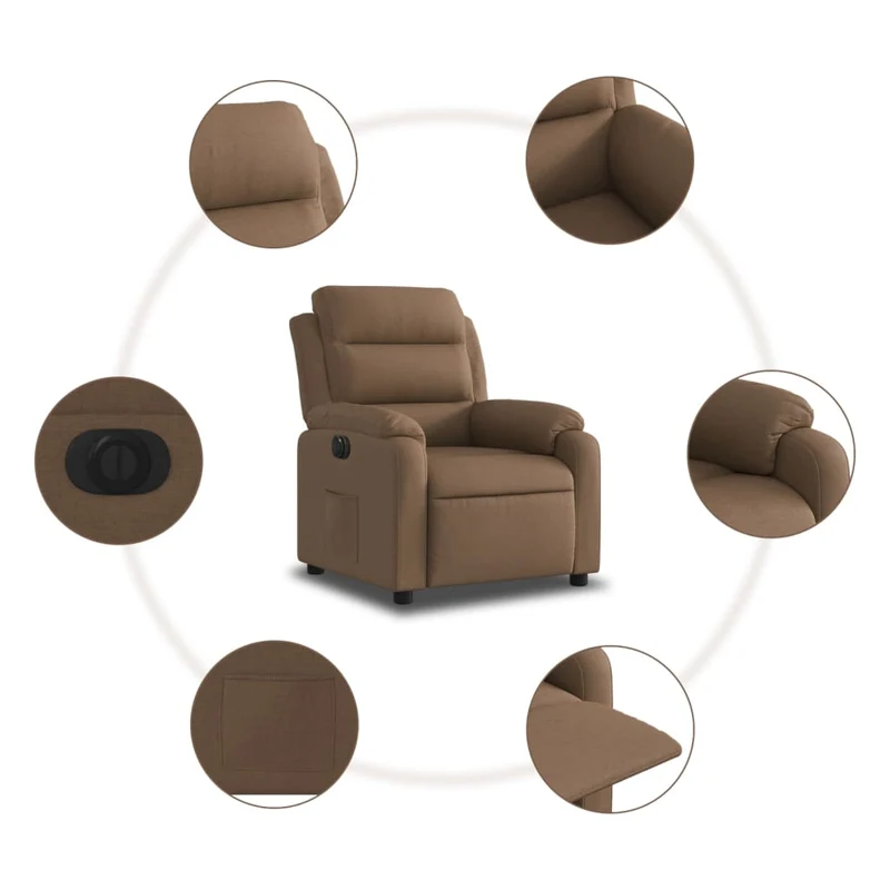 Fauteuil relax TV fonction d'inclinaison électrique très confortable en tissu marron DEC028440