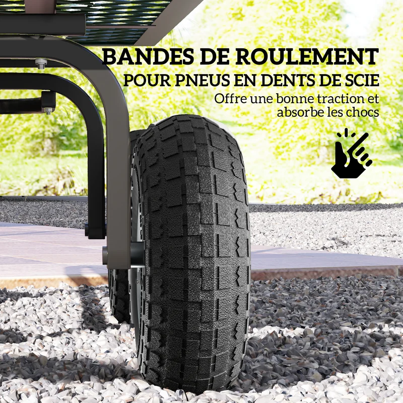 Lot de 4 pneus pour chariot brouette diable 25.5 x 7.5 x 25.5 cm adhérence optimale 80 kg industriel en caoutchouc noir 21_0005471
