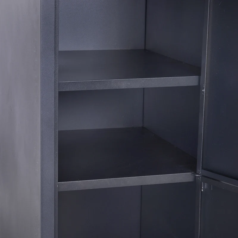 Armoire à casiers pour maison bureau 38 x 46 x 180 cm verrouillable ventilée industriel en acier laminé à froid noir 21_0006098