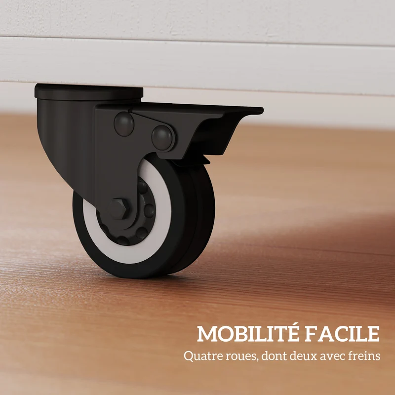 Table à manger pliante roulettes 70 x 83 x 75 cm gain de place modulable design épuré en panneau de particules blanc 21_0002284