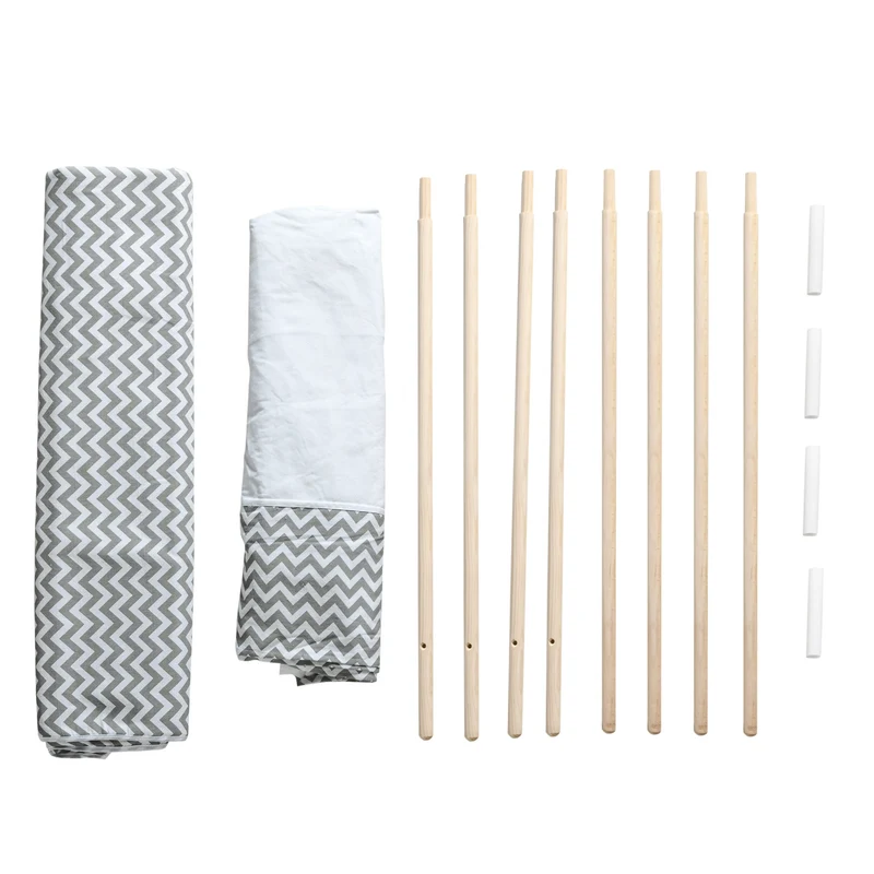 Tente de jeu tipi enfant 1,2 x 1,2 x 1,55 m porte refermable tapis rembourré coussin inclus scandinave en polyester gris 21_0000292