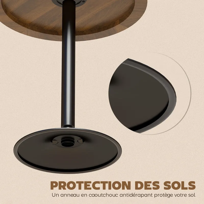 Table de bar ronde mange-debout 60 x 60 x 73 cm stable antidérapante pour petits espaces moderne épuré en bois noyer 21_0003373
