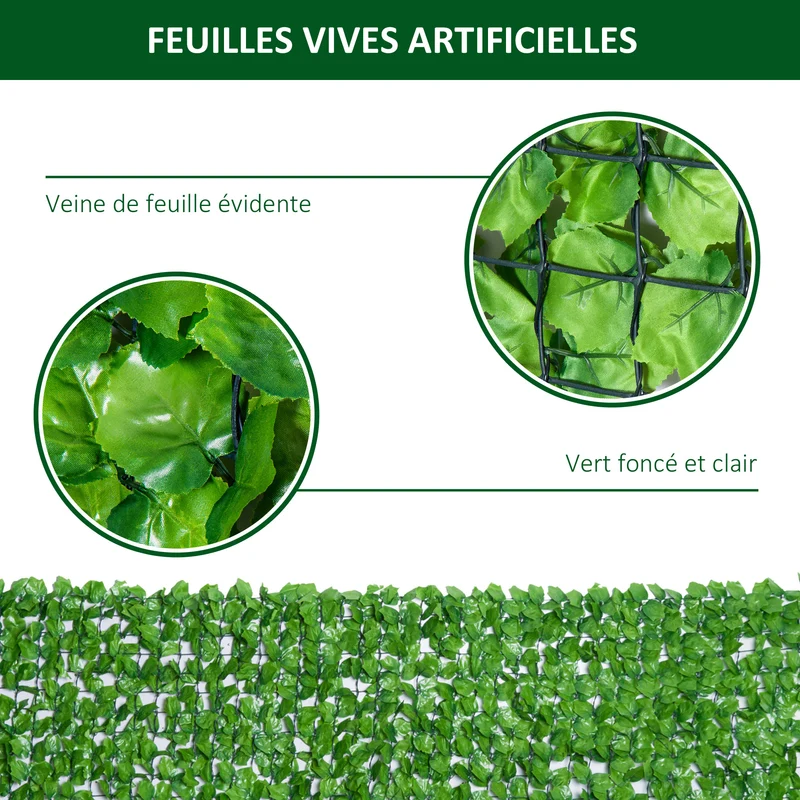 Lot de 2 haies artificielles brise-vue balcon 3 x 1 m intimité entretien facile style contemporain en plastique vert 21_0004012