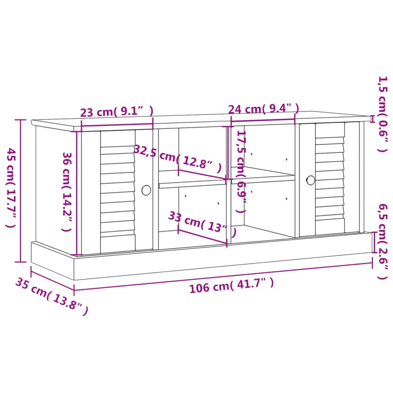 Banc de rangement à chaussures avec 4 compartiments et 2 petites armoires 106 x 35 x 45 cm en bois de pin gris DEC024963