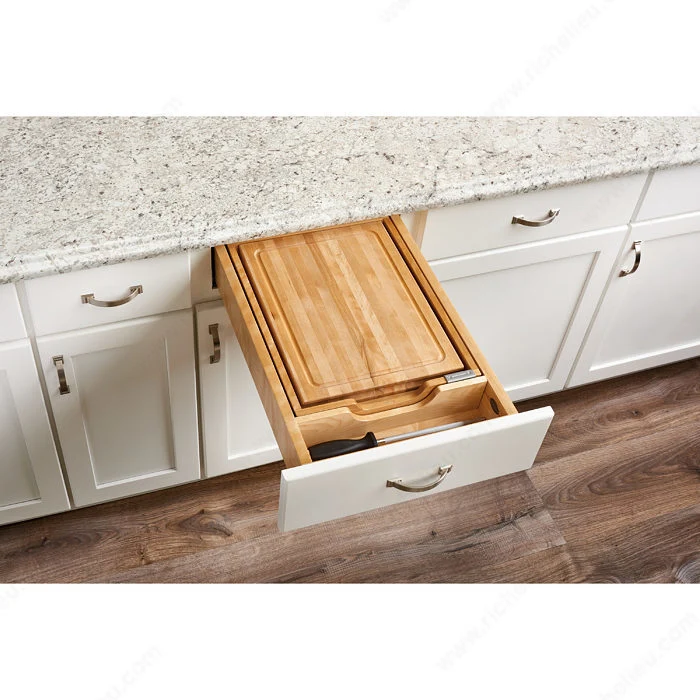 Tiroir complet avec diviseur à couteaux et planche à découper Rev-A-Shelf