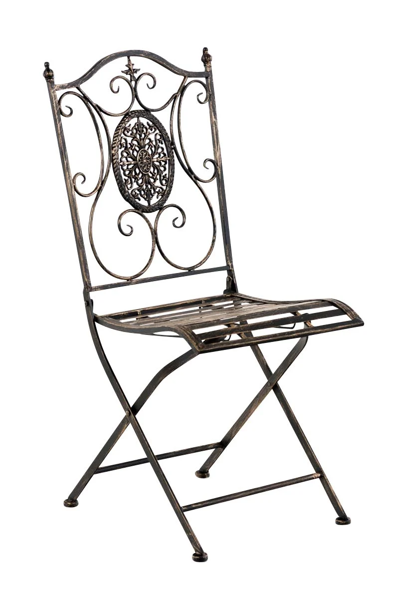 Ensemble table avec deux chaises de jardin design rustique en métal métal bronze 10_0002985