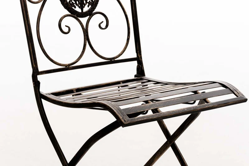 Ensemble table avec deux chaises de jardin design rustique en métal métal bronze 10_0002985