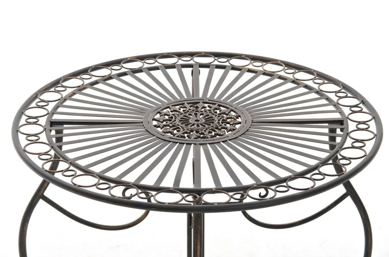 Ensemble table avec deux chaises de jardin design rustique en métal métal bronze 10_0002985