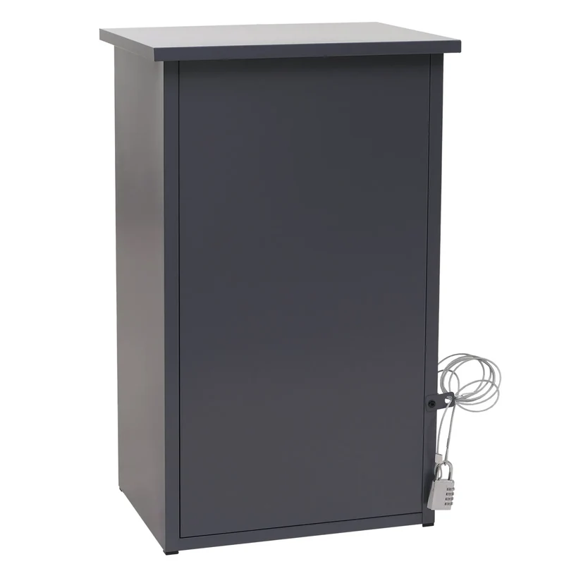 Boîte à colis 78x49x38cm boîte aux lettres 2 compartiments avec verrouillage, acier et aluminium gris foncé 04_0009378