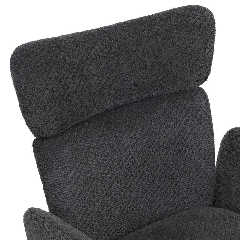 Lot de 2 chaises de salle à manger pivotantes retour automatique, tissu bouclé gris foncé et fer 04_0008819