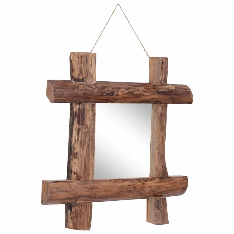 Miroir en forme de bûches Naturel 50x50 cm Bois de récupération massif DEC022798