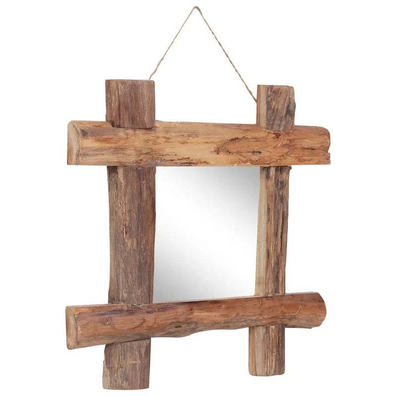 Miroir en forme de bûches Naturel 50x50 cm Bois de récupération massif DEC022798