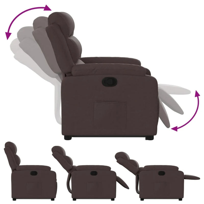 Fauteuil relax TV rembourrage confortable fonction de levage électrique en tissu marron foncé DEC028013