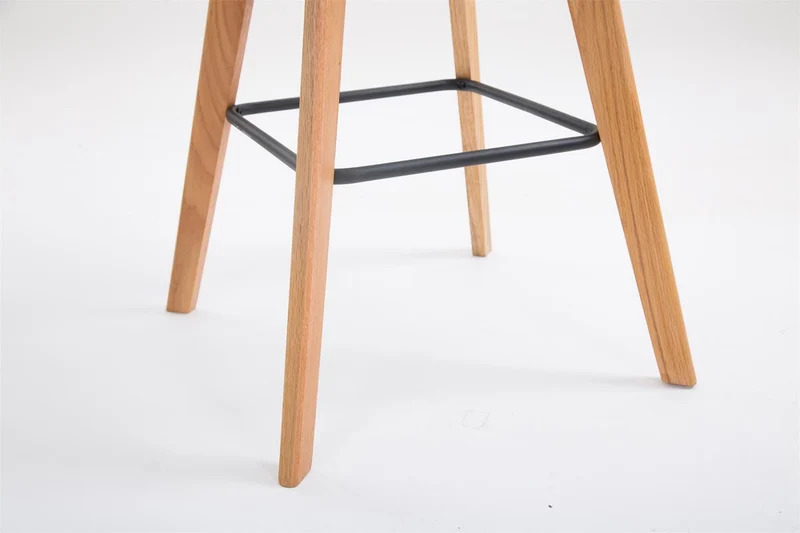 Tabouret de bar x1 style scandinave avec assise en similicuir et plastique orange et structure en bois naturel 10_0006040