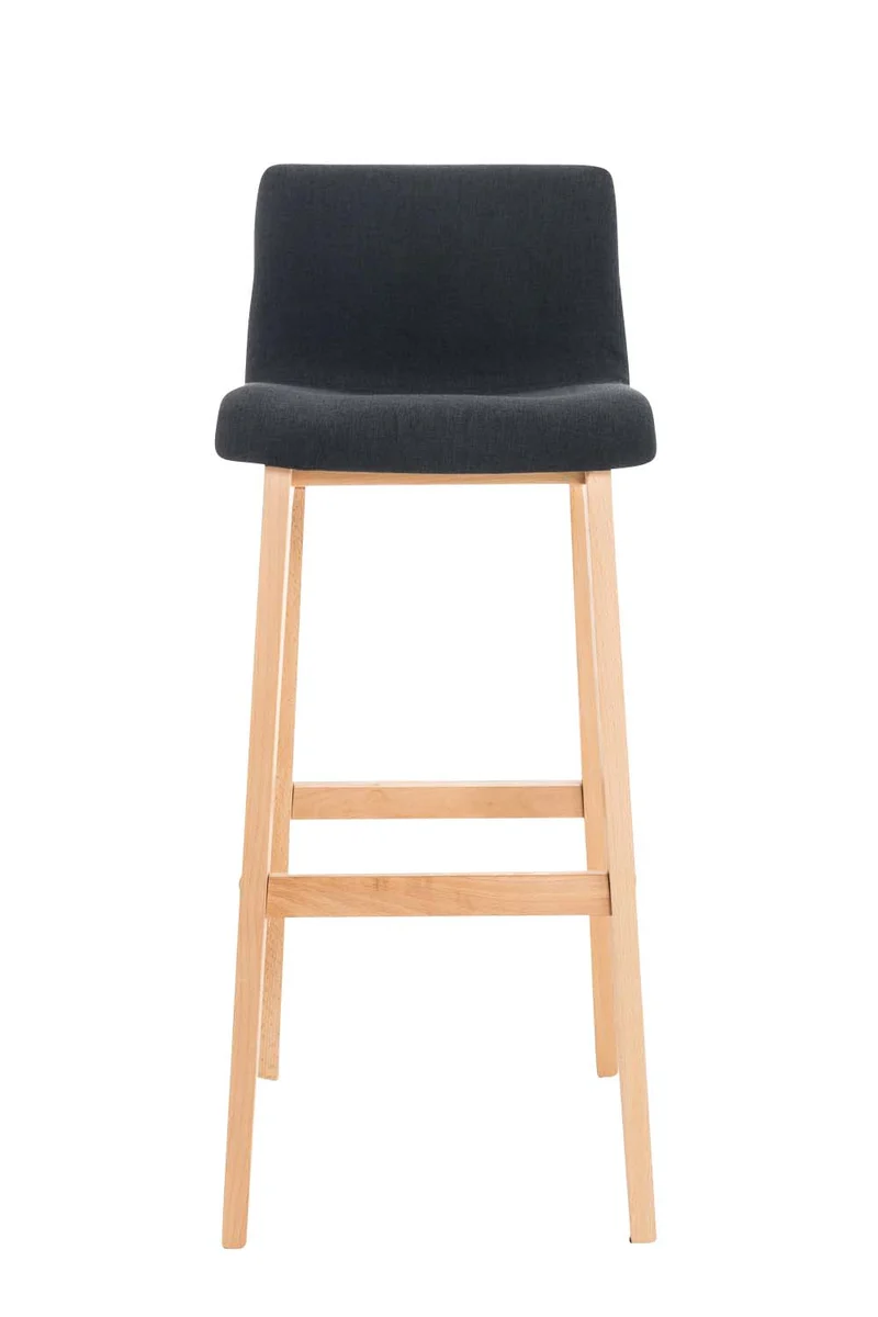 Lot de 2 tabourets de bar design avec structure de 4 pieds en bois et assise en tissu noir 10_0004214