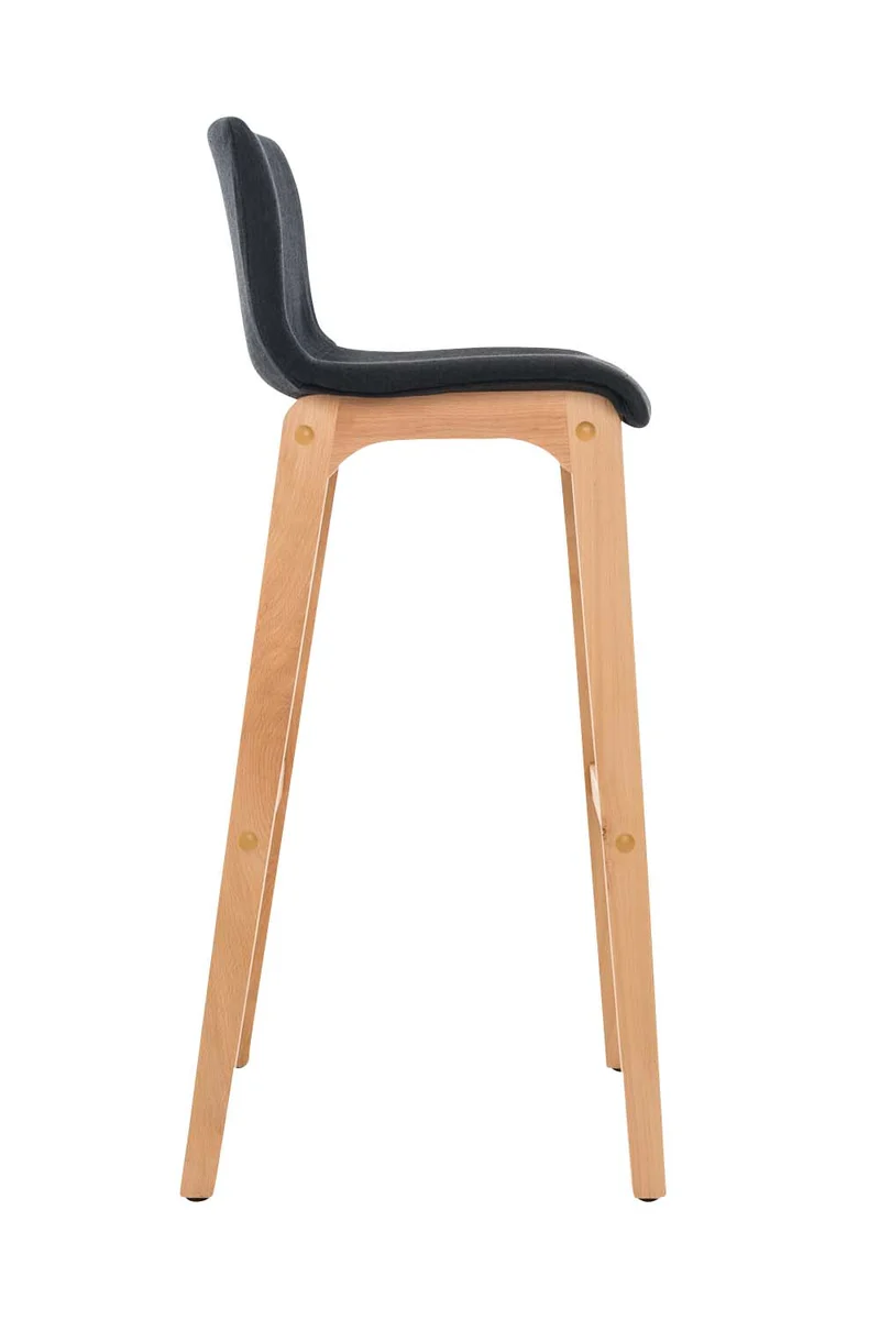 Lot de 2 tabourets de bar design avec structure de 4 pieds en bois et assise en tissu noir 10_0004214