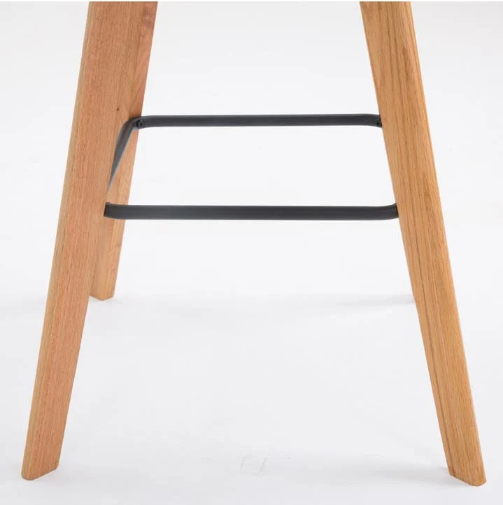 Lot de 2 tabourets de bar style scandinave avec dossier en similicuir blanc et structure en bois naturel 10_0005575